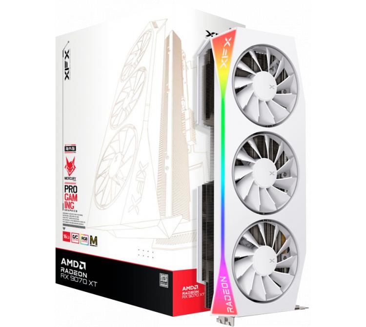 Placa de Video XFX Radeon RX 9070 XT 16GB GDDR6 Mercury OC White Magnetic Air Edition RGB