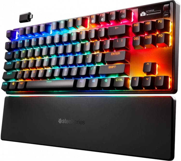 Teclado Hipermagnético Steel Series Apex PRO TKL 3 Wireless 2.4Ghz Bluetooth Black RGB Omnipoint 3.0 Hall Effect