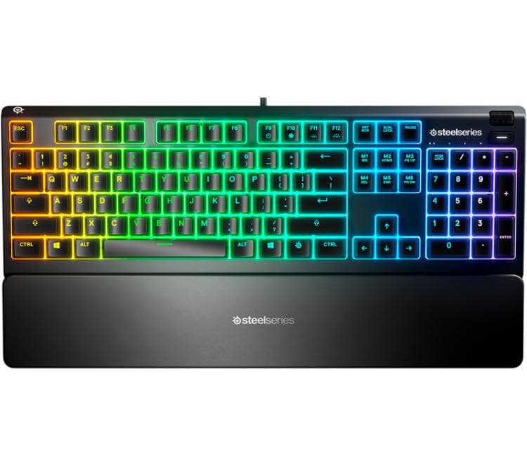 Teclado SteelSeries Apex 3 Switch Whisper-Quiet IP32 Water Resistant Black RGB ESP