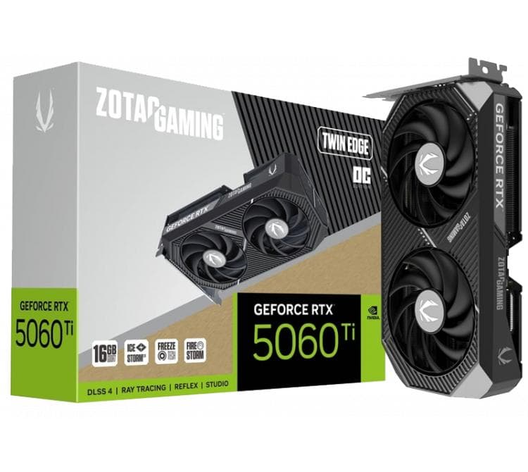 Placa de Video Zotac GeForce RTX 5060 Ti 16GB GDDR7 Twin Edge OC