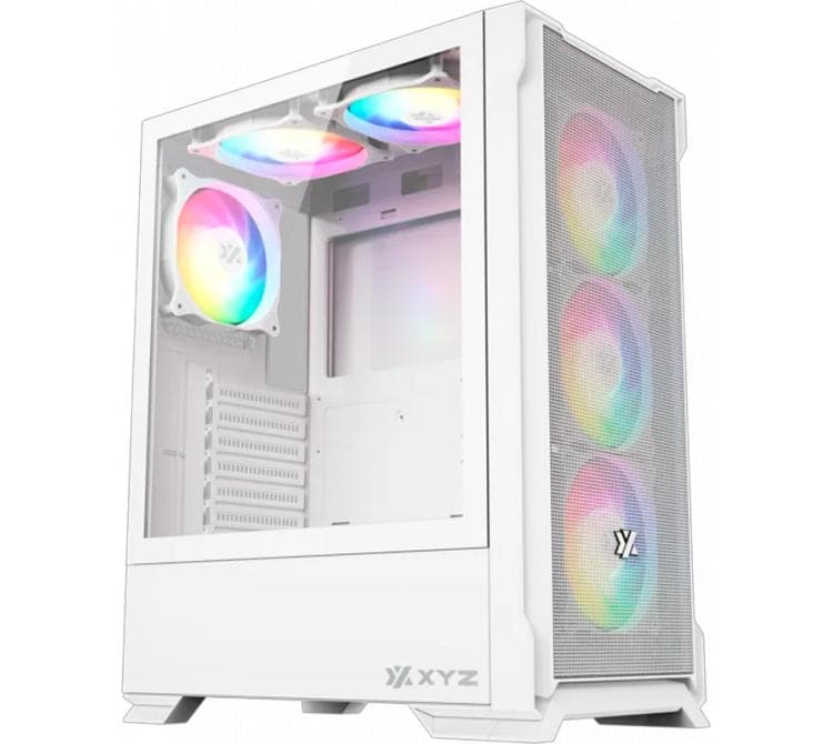 Gabinete XYZ Airone 300-X Mesh White 6x120mm ARGB Fans USB-C Vidrio Templado
