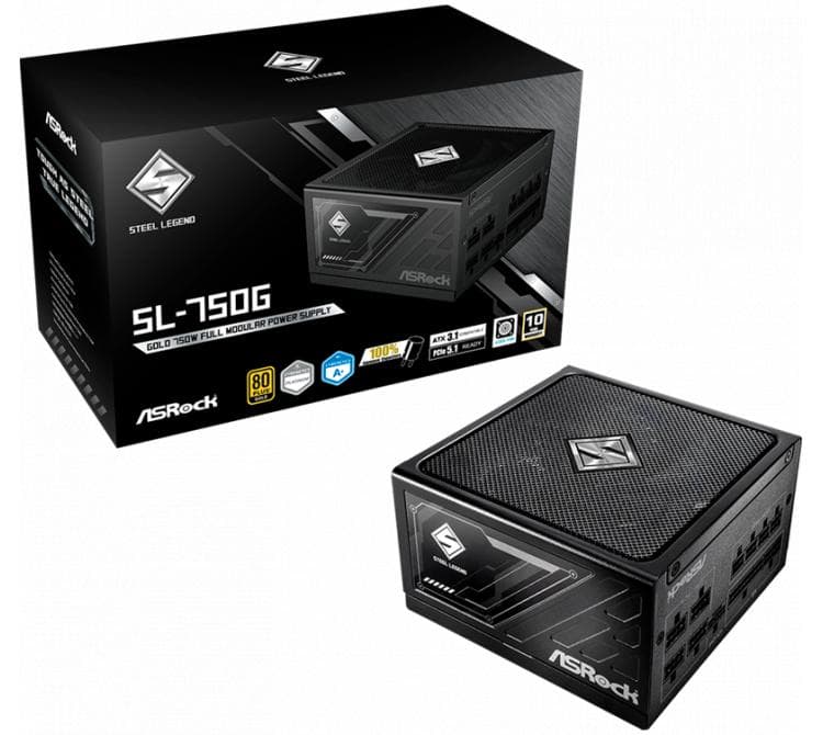 Fuente Asrock 750W 80 Plus Gold Steel Legend Full Modular ATX 3.1 PCIe 5.1 Cybenetics Platinum