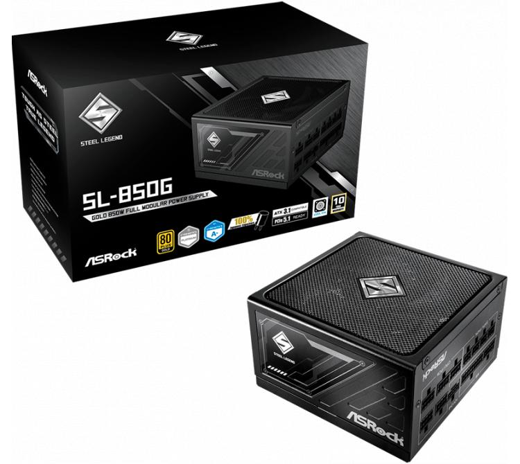 Fuente Asrock 850W 80 Plus Gold Steel Legend Full Modular ATX 3.1 PCIe 5.1 Cybenetics Platinum