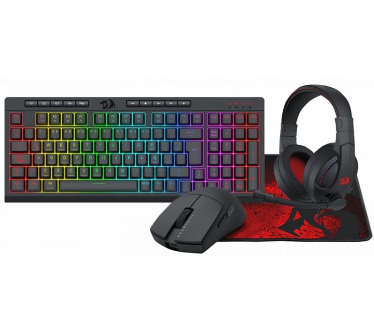 Combo Redragon S147 4 en 1 Teclado Membrana K551 RGB+ Mouse Redragon M724 Black + H211 Cronus Black + P016