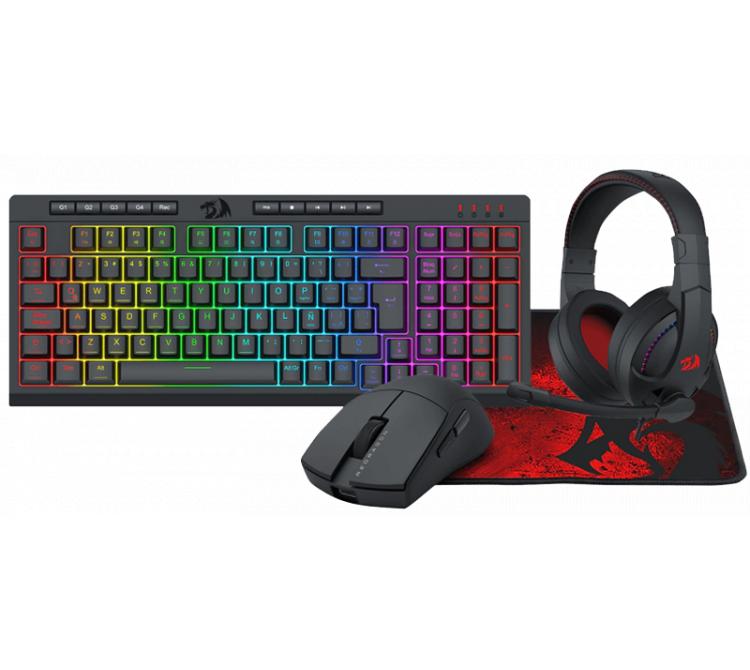 Combo Redragon S147 4 en 1 Teclado Membrana K551 RGB+ Mouse Redragon M724 Black + H211 Cronus Black + P016