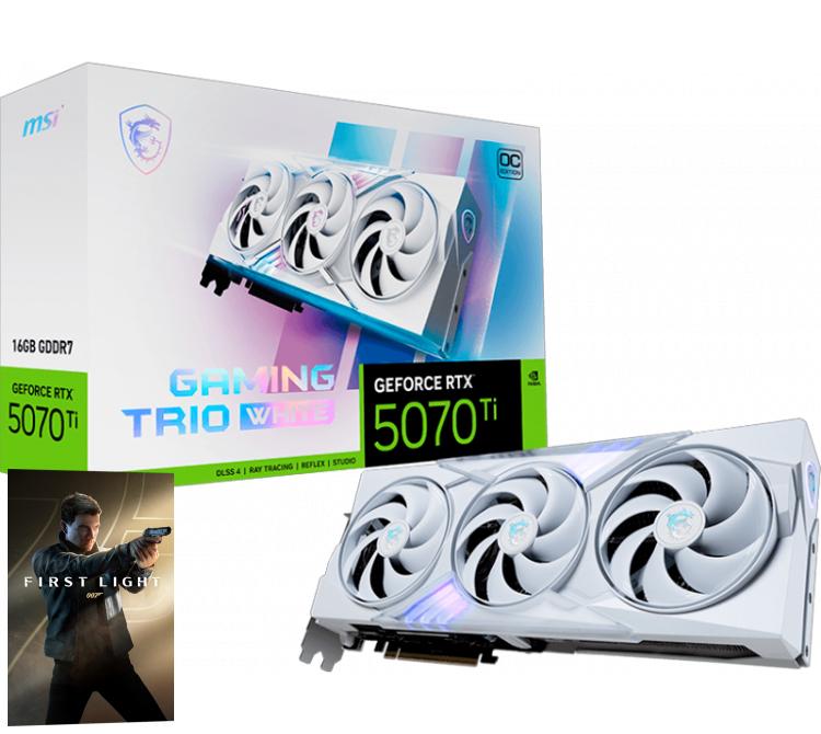 Placa de Video MSI GeForce RTX 5070 Ti 16GB GDDR7 GAMING TRIO WHITE OC