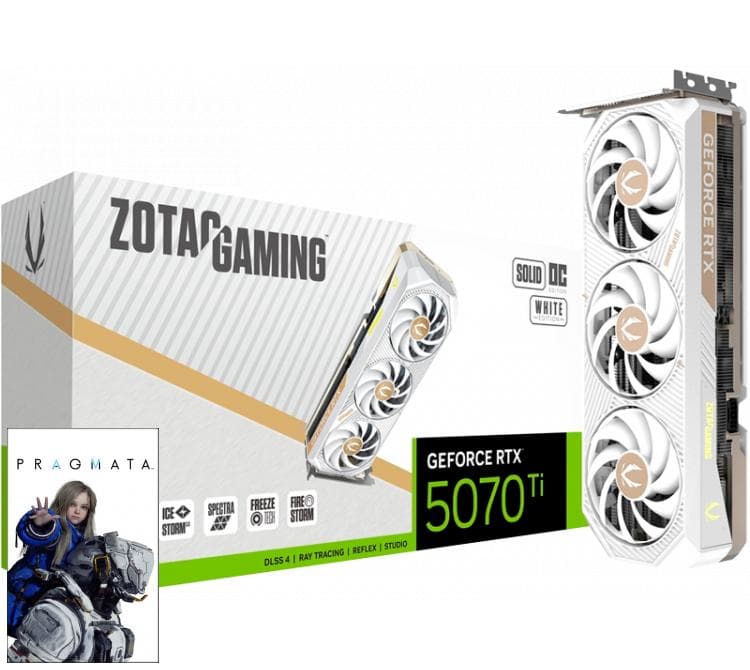 Placa de Video Zotac GeForce RTX 5070 Ti 16GB GDDR7 SOLID OC White Edition