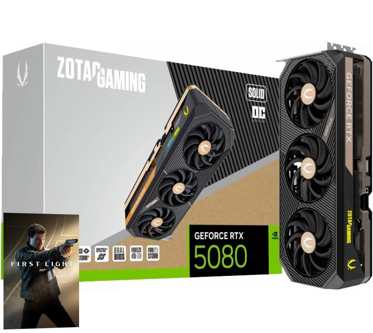 Placa de Video Zotac GeForce RTX 5080 16GB GDDR7 SOLID CORE OC