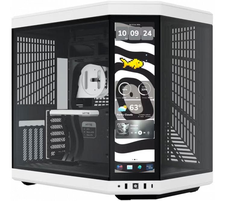 Gabinete HYTE Y70 TOUCH INFINITE Panda Vidrio Templado Pantalla Tactil 2.5K LCD IPS 60Hz Inc. Cable Riser PCIe 4x16 USB-C 3.2
