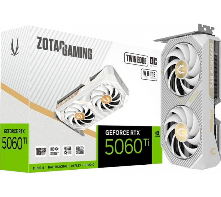 Placa de Video Zotac GeForce RTX 5060 Ti 16GB GDDR7 Twin Edge White Edition OC