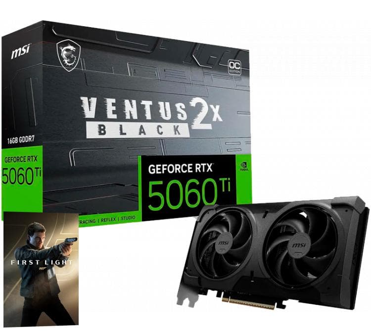 Placa de Video MSI GeForce RTX 5060 Ti 16GB VENTUS 2X OC BLACK PLUS