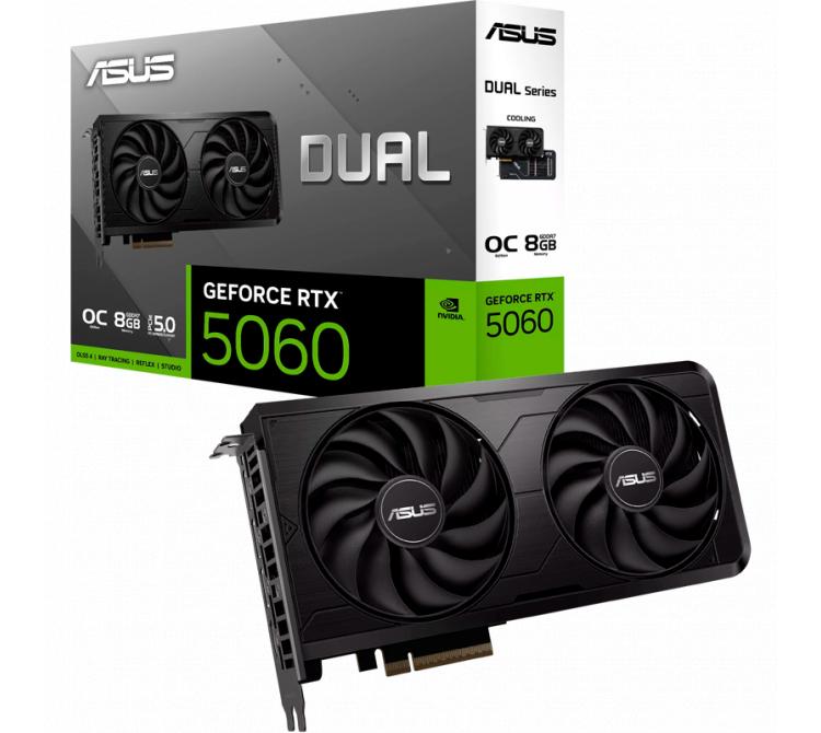 Placa de Video ASUS DUAL GeForce RTX 5060 8GB GDDR7 EVO OC