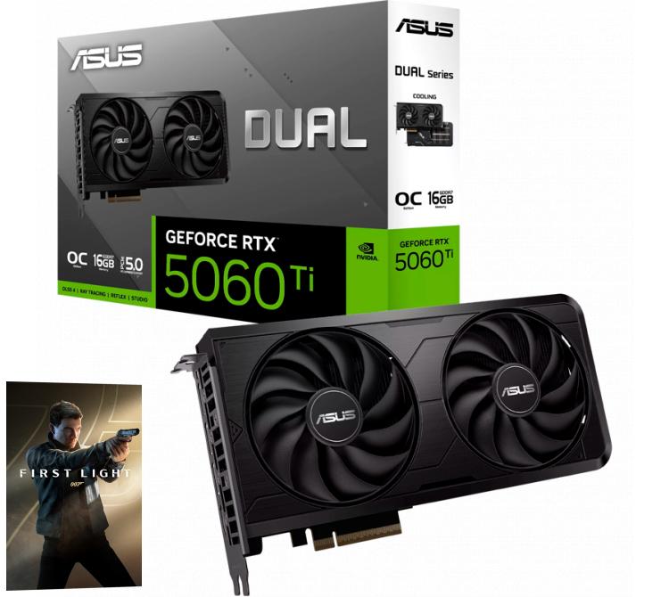 Placa de Video ASUS DUAL GeForce RTX 5060 TI 16GB GDDR7 OC EVO