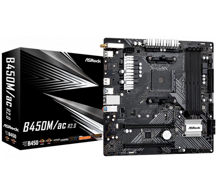 Mother Asrock B450M/AC AM4 WIFI R2.0 BULK - OUTLET