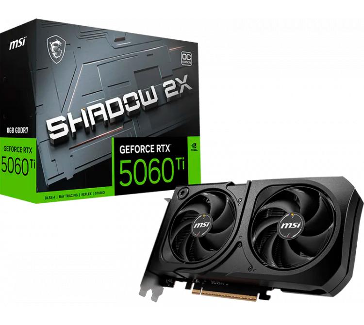 Placa de Video MSI GeForce RTX 5060 TI 8GB SHADOW X2 OC PLUS