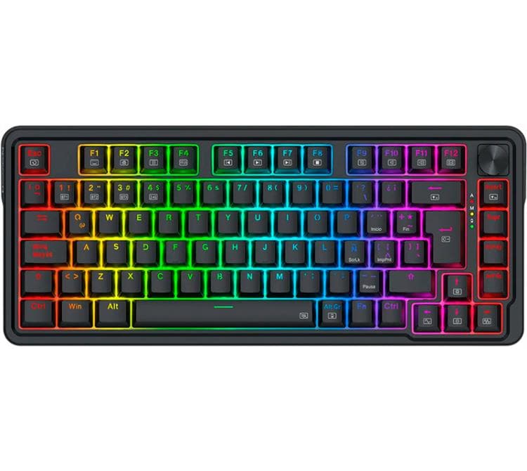 Teclado Mecanico Redragon K673 Ucal PRO Wireless Bluetooth 75% Switch Linear RED Black RGB ESP