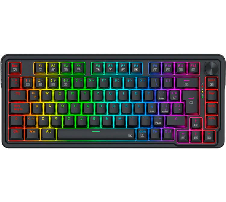 Teclado Mecanico Redragon K673 Ucal PRO Wireless Bluetooth 75% Switch Linear RED Black RGB ESP
