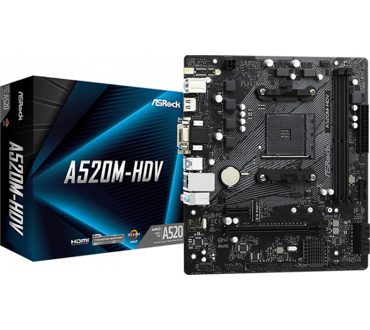 Mother Asrock A520M-HDV AM4 BULK - OUTLET