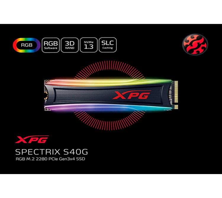 Disco Sólido SSD M.2 ADATA 512GB XPG Spectrix S40G RGB 3500MB/s NVMe PCI-E X4 BULK - OUTLET