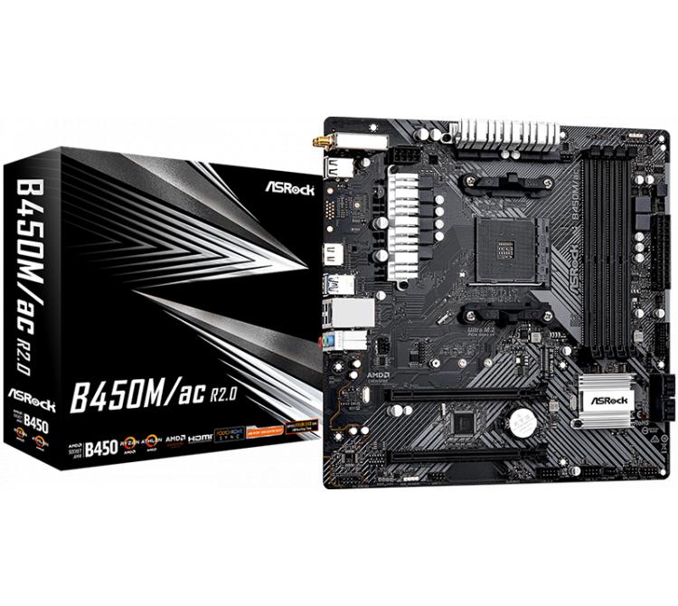 Mother Asrock B450M/AC AM4 R2.0 WIFI BULK - OUTLET