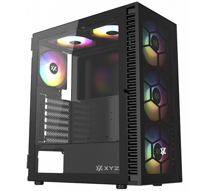 Gabinete XYZ Airone 100 Mesh Black 3x140mm + 3x120mm ARGB Fans Vidrio Templado BULK - OUTLET