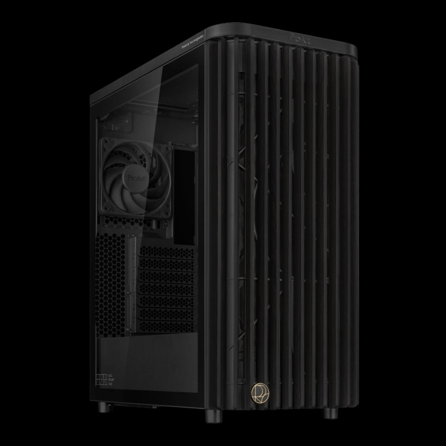 Gabinete ASUS ProArt PA401 Wood Edition Madera de Fresno Mid Tower ATX TG USB-C 3xFan Hub Negro