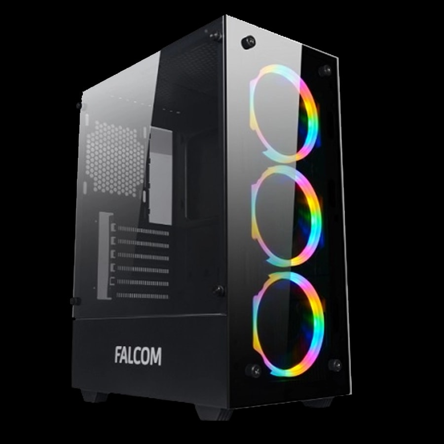 Gabinete Gamer FALCOM G-8012 ATX TG 3xFan Rainbow