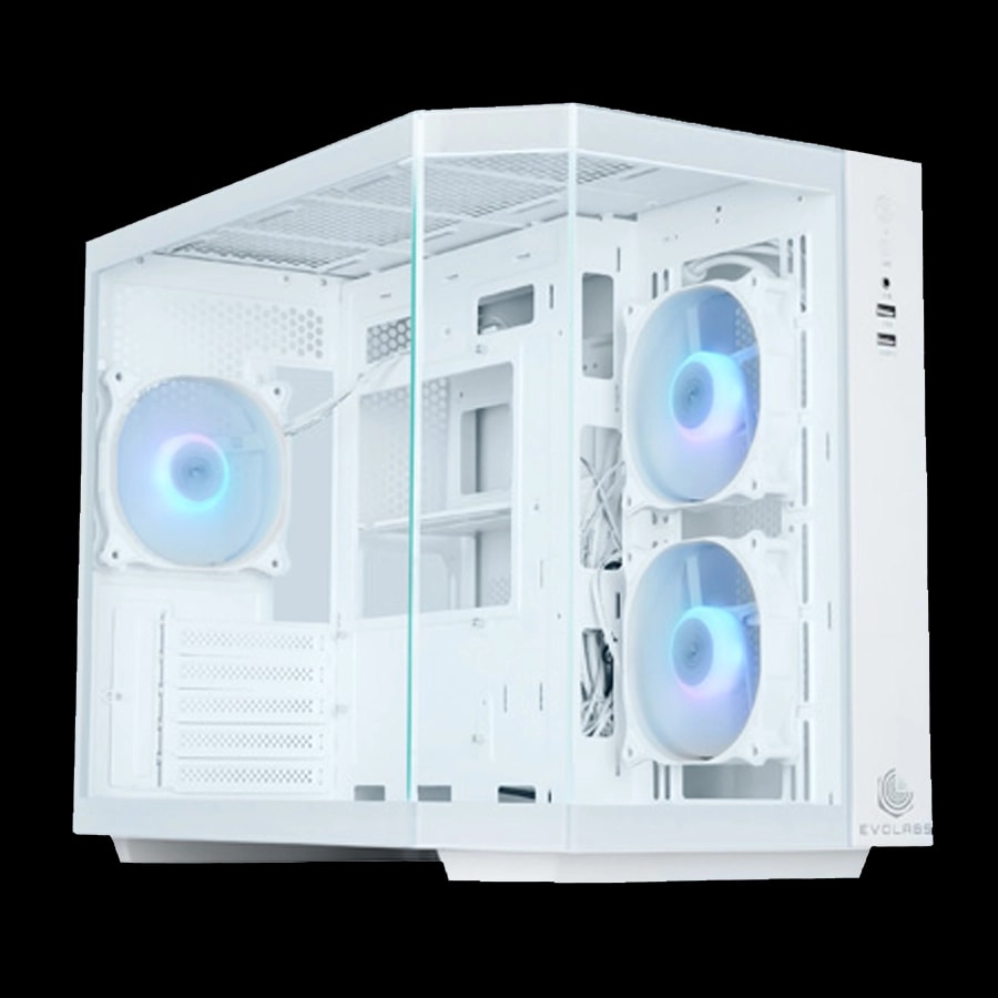 Gabinete EVOLABS PRIMACY EVO-300MW mATX TG Blanco 3xFan ARGB c/ Ctrl.