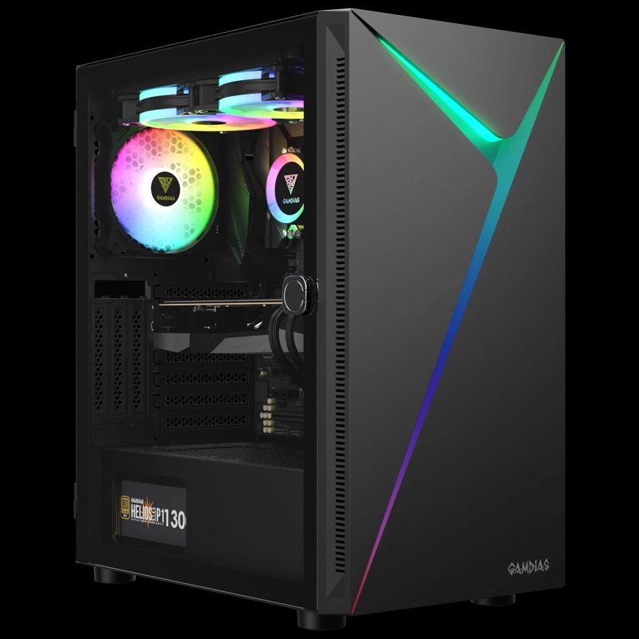 Gabinete GAMDIAS ARGUS E4 ELITE Mid Tower ATX RGB Negro 1xFan