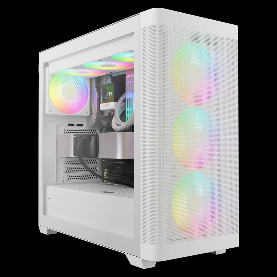 Gabinete GAMDIAS ATHENA M3 WH Mid Tower E-ATX TG USB-C Blanco 4xFan ARGB PWM