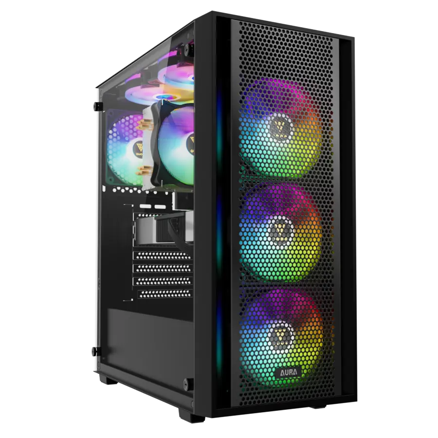Gabinete GAMDIAS AURA GC2 Elite ARGB Mid Tower ATX TG Negro 4xFan ARGB