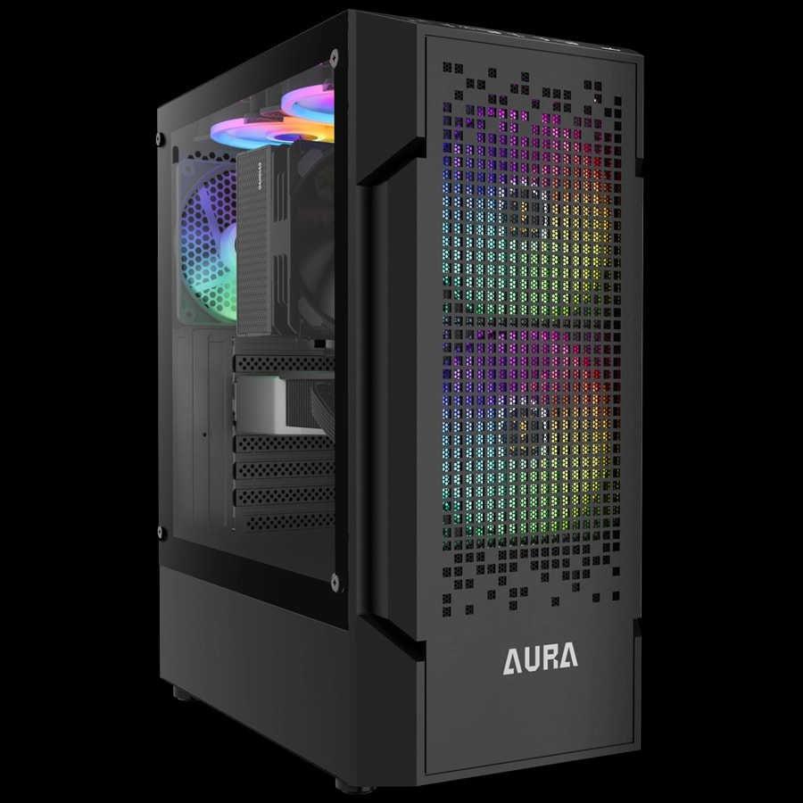 Gabinete GAMDIAS AURA GC7 ARGB Mid Tower ATX TG Mesh 3xFan Negro