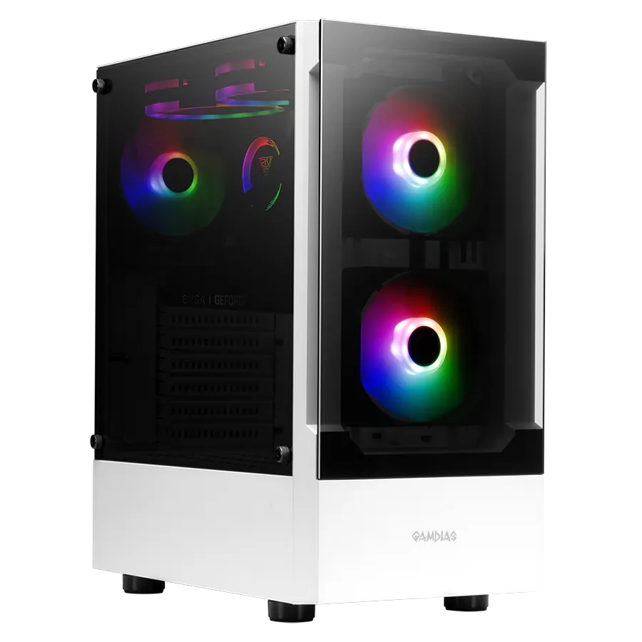 Gabinete GAMDIAS TALOS E3 Mid Tower ATX Blanco 3xFan ARGB