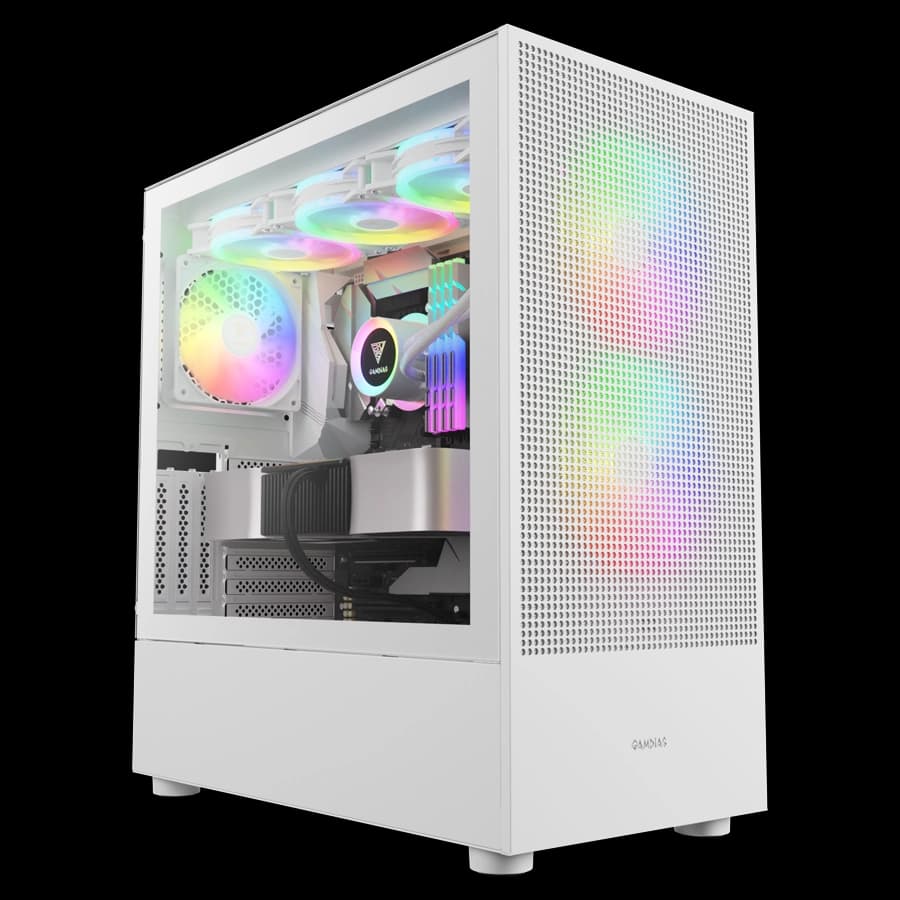 Gabinete GAMDIAS TALOS M3 MESH WH Mid Tower E-ATX TG USB-C Blanco 3xFan ARGB PWM
