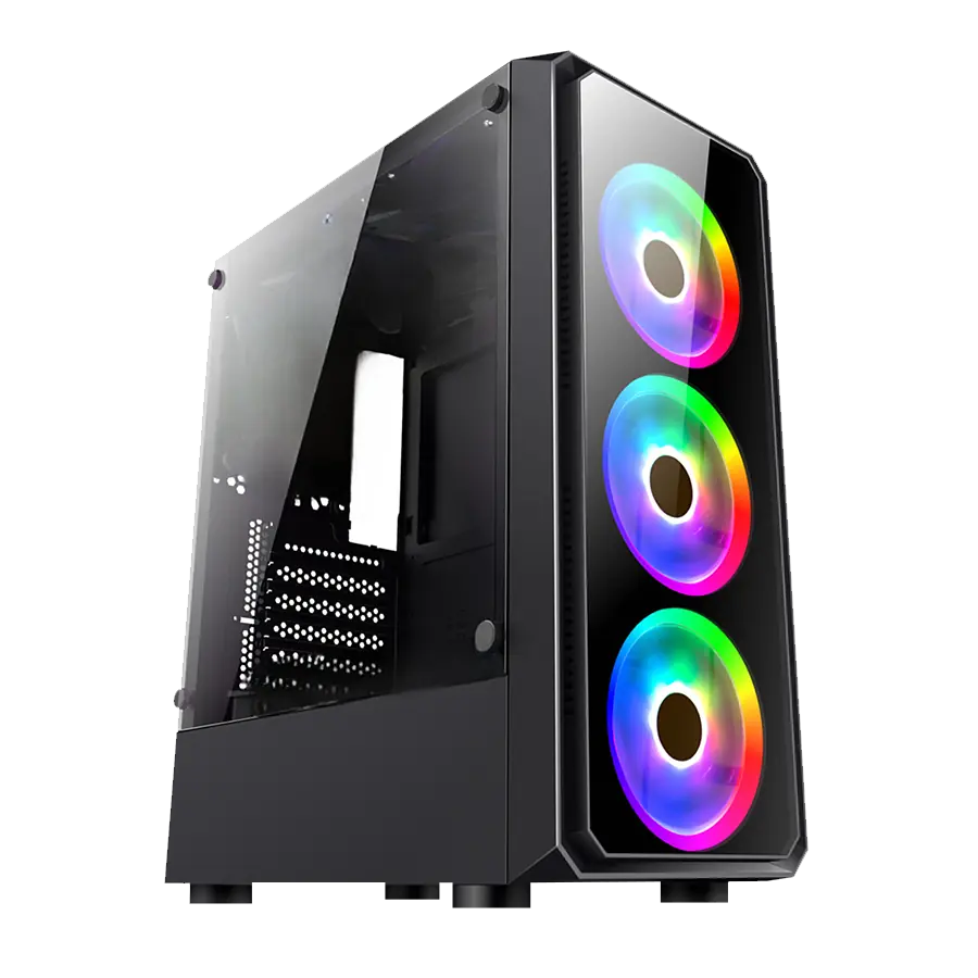 Gabinete Gamer Jalatec JT-LX76 Mid Tower ATX TG 3xFan ARGB Ctrl. + Fuente 500W 80 PLUS