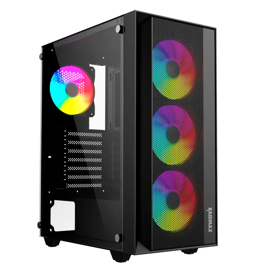 Gabinete Raidmax Vector Series V100 Mid Tower ATX TG Mesh Negro 4xFan FRGB