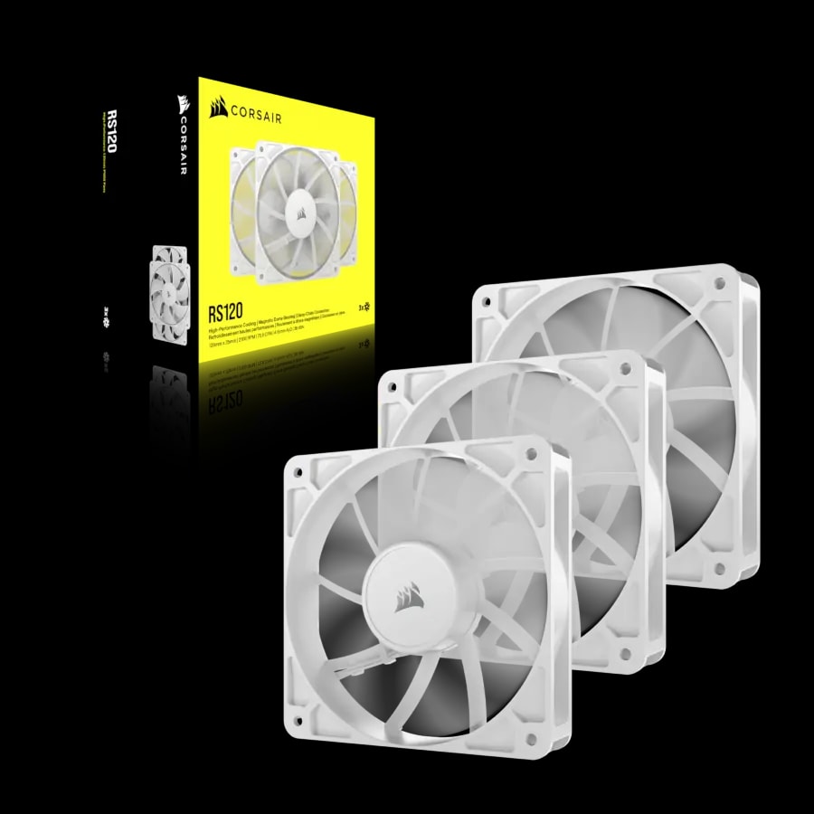 Kit Fan Cooler CORSAIR RS120 3x 120mm x 25mm 2100rpm PWM 4pin Blanco
