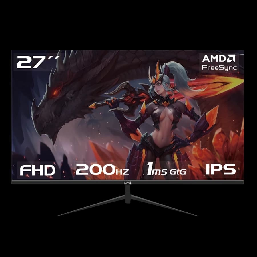 Monitor Gamer Raptor Hawk Eye 27" Frameless FHD 200Hz 1ms IPS FreeSync HDMI DP Negro