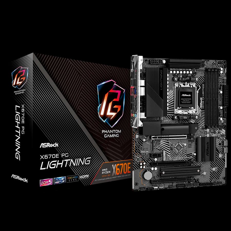 Motherboard ASRock X670E PG Lightning ATX DDR5 PCIe 5.0 M.2 Gen5 LAN 2.5Gb AMD AM5