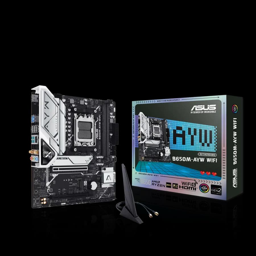 Motherboard ASUS B650M-AYW WIFI AMD AM5 mATX DDR5 PCIe 4.0 M.2 Gen5 LAN 2.5Gb