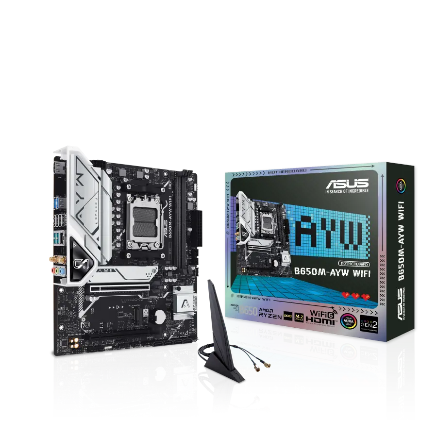 Motherboard ASUS B650M-AYW WIFI AMD AM5 mATX DDR5 PCIe 4.0 M.2 Gen5 LAN 2.5Gb