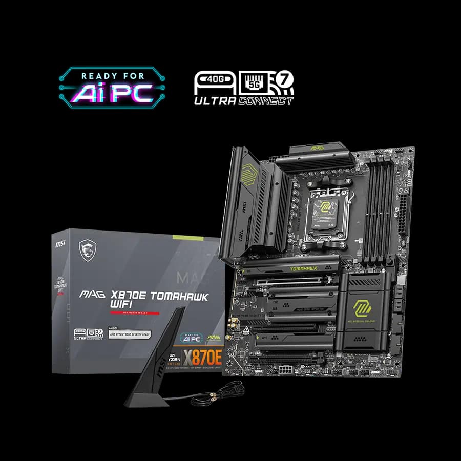 Motherboard MSI MAG X870E TOMAHAWK WIFI AMD AM5 ATX DDR5 Wi-Fi 7 PCIe 5.0 M.2 Gen5 USB4 LAN 5G