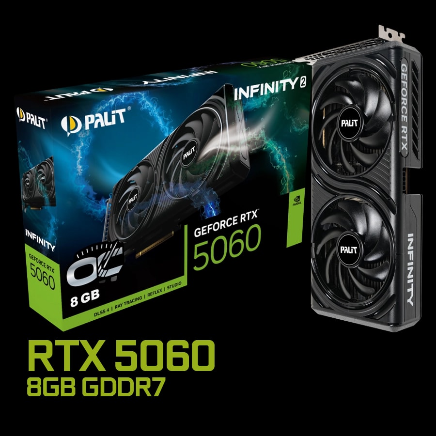 Placa de Video Palit GeForce RTX 5060 Infinity 2 OC 8GB GDDR7 128bit PCIe 5.0