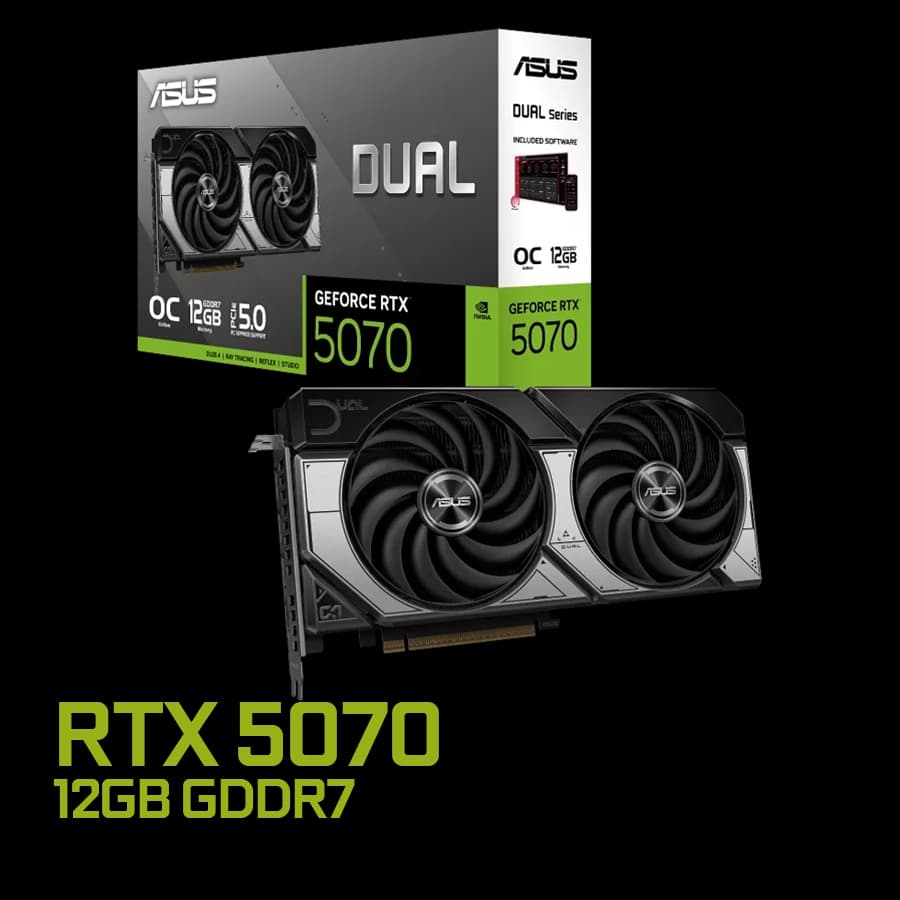 Placa de Video ASUS Dual GeForce RTX 5070 OC 12GB GDDR7 192bit PCIe 5.0 SFF + 007