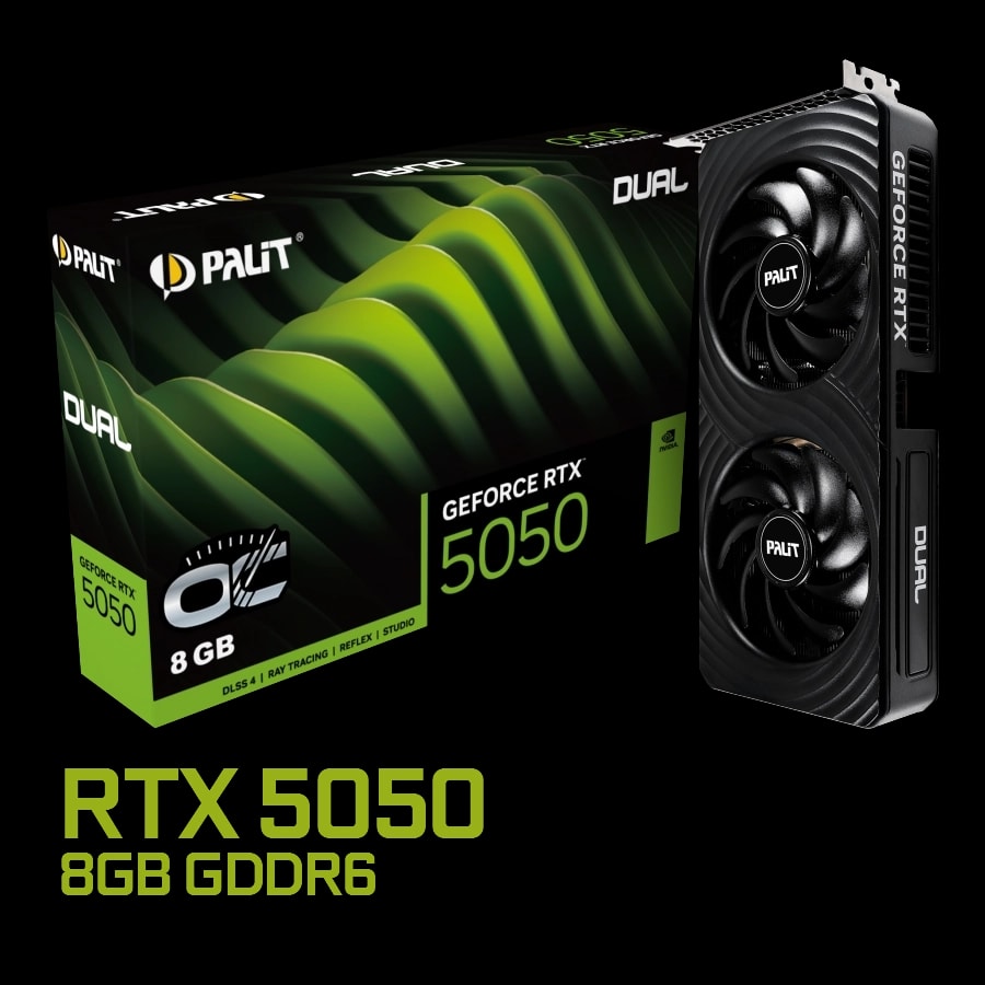 Placa de Video Palit GeForce RTX 5050 Dual OC 8GB GDDR6 128bit PCIe 5.0 RGB