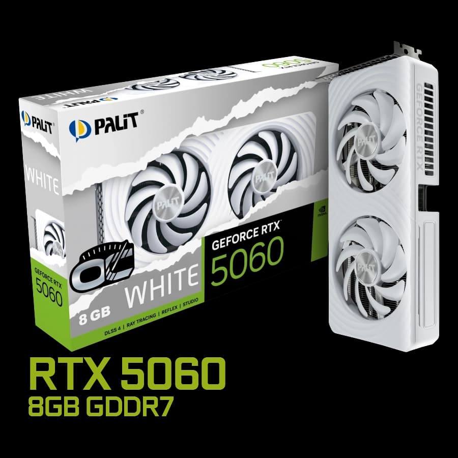 Placa de Video Palit GeForce RTX 5060 White OC 8GB GDDR7 128bit PCIe 5.0 RGB Blanco