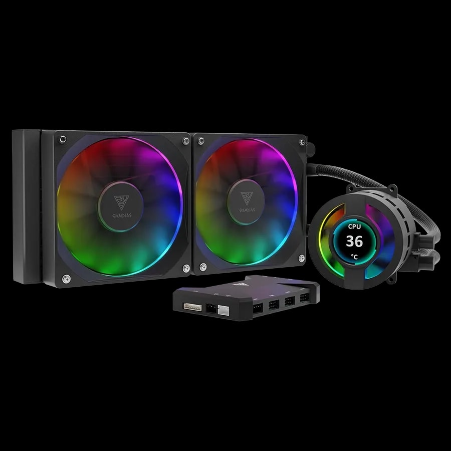 Water Cooler GAMDIAS CHIONE P3-240U TDP 270W ARGB Display LCD IPS AMD Intel comp. LGA1700