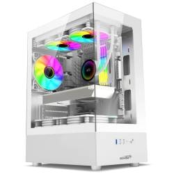 Gabinete Mid Tower Sentey H10 5 Argb Fan Vidrio Templado Blanco