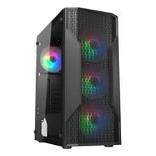 Gabinete Gamer Cougar Mx110 Rgb 4 FAN Ventiladores Coolers Incluidos Color Negro