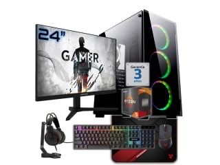 PC Gamer AMD Ryzen 5 5600G (6 Núcleos) - RAM 16Gb - Ssd 1Tb - Monitor 24" 100Hz - Wifi/Bt Combo Accesorios Windows
